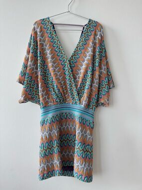 Ramy Brook New York Multi Colour Zig Zag Knit Mini Dress - Size Small